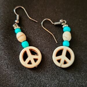 Peace sign vintage style earrings